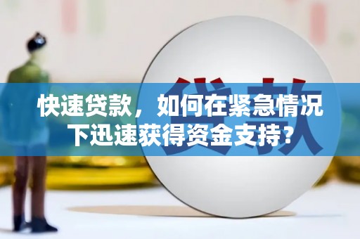 贵定快速贷款，如何在紧急情况下迅速获得资金支持？