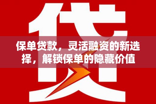 贵定保单贷款，灵活融资的新选择，解锁保单的隐藏价值