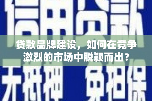 贵定贷款品牌建设，如何在竞争激烈的市场中脱颖而出？