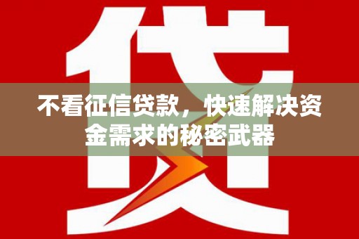 贵定不看征信贷款，快速解决资金需求的秘密武器