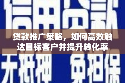 贵定贷款推广策略，如何高效触达目标客户并提升转化率