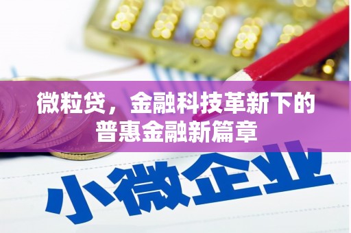 贵定微粒贷，金融科技革新下的普惠金融新篇章