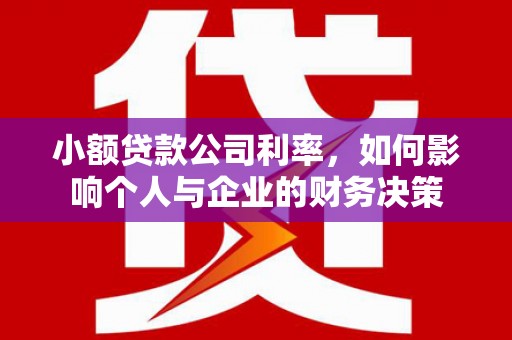 贵定小额贷款公司利率，如何影响个人与企业的财务决策