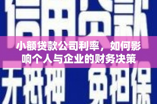贵定小额贷款公司利率，如何影响个人与企业的财务决策