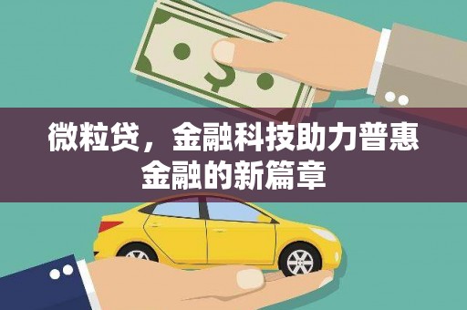 贵定微粒贷，金融科技助力普惠金融的新篇章