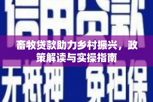 贵定畜牧贷款助力乡村振兴，政策解读与实操指南