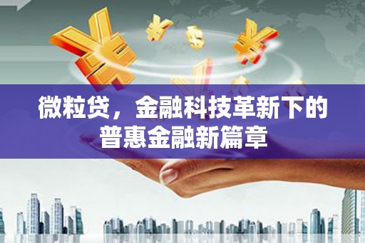 贵定微粒贷，金融科技革新下的普惠金融新篇章