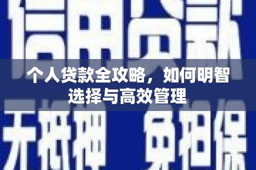 贵定个人贷款全攻略，如何明智选择与高效管理