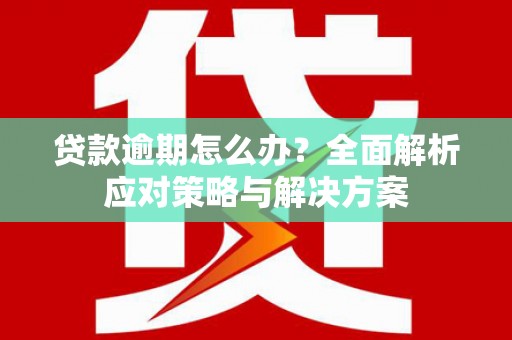 贵定贷款逾期怎么办？全面解析应对策略与解决方案
