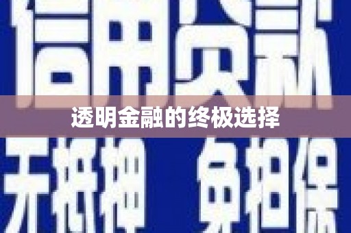 贵定透明金融的终极选择